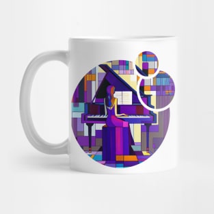 A female pianist in a purple dressplay, Abstract piano Mug